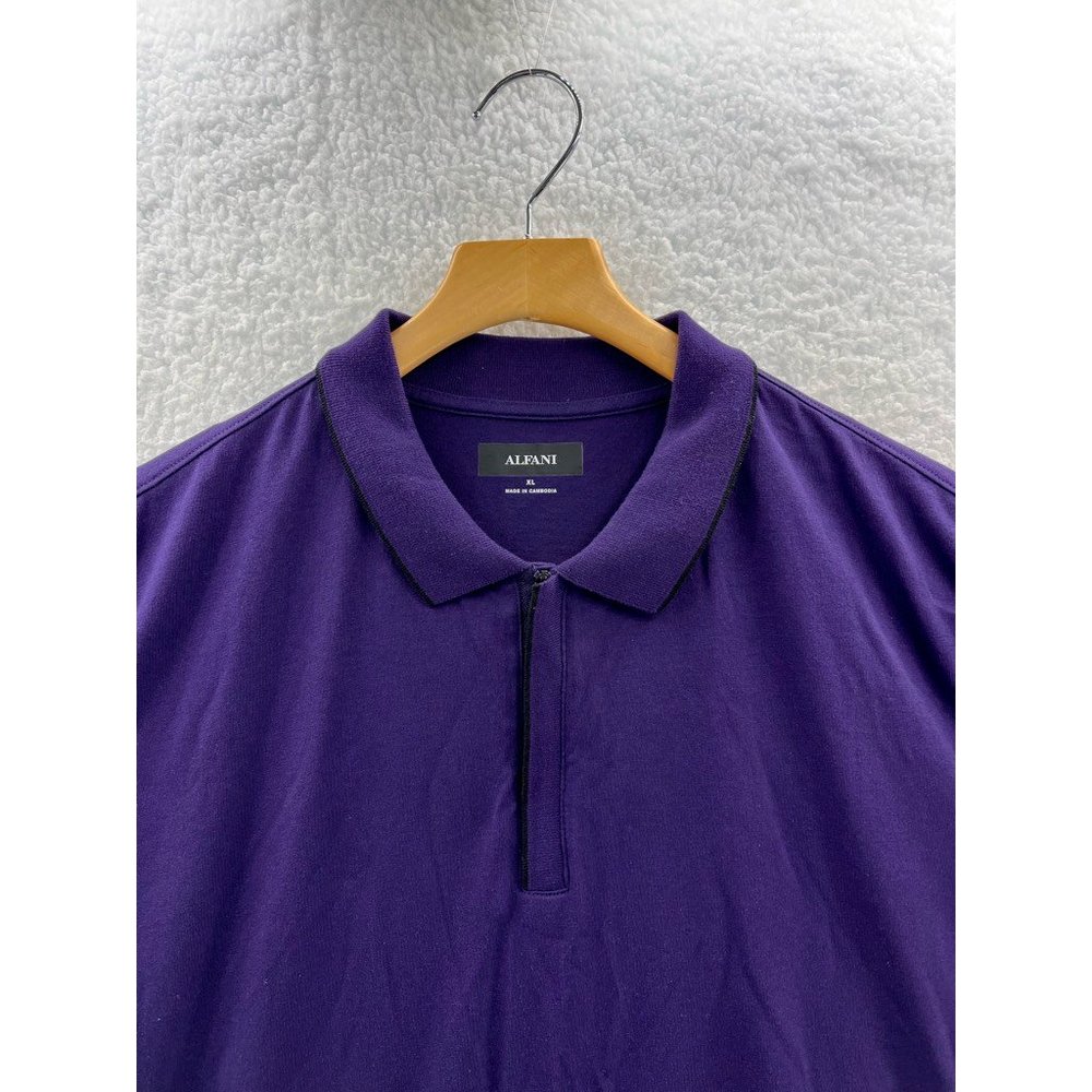 Alfani Mens Casual Polo Shirt Purple Short Sleeve 1/4 Zipper Collar XL - Picture 6 of 6